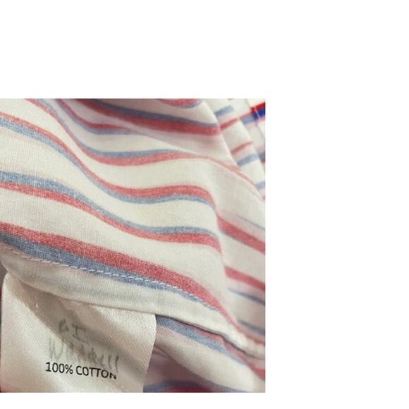 SALONI Ashley Mini Dress Optic Stripe Blue Pink Red Tiered Oversize Cotton Beach - Picture 15 of 16